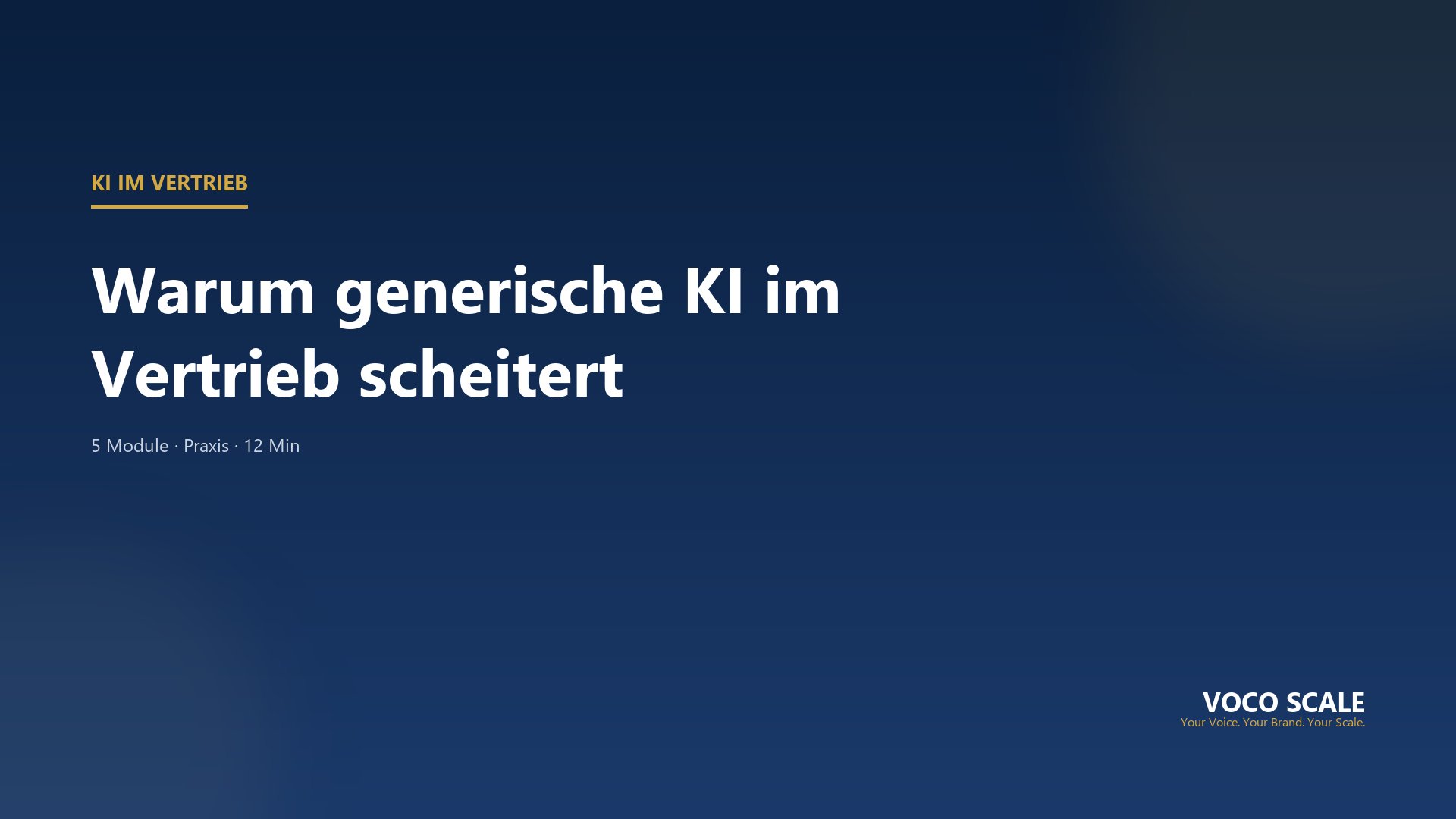 Warum generische KI im Vertrieb scheitert — und was stattdessen funktioniert